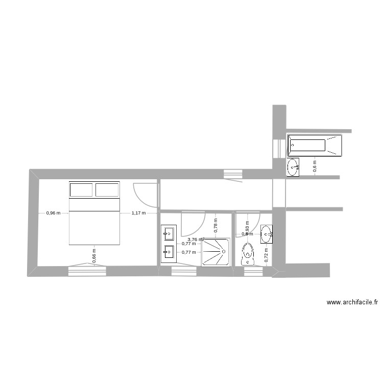 test. Plan de 1 pièce et 4 m2