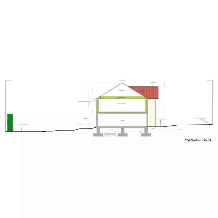 coupe "A" est / ouest . Plan de 