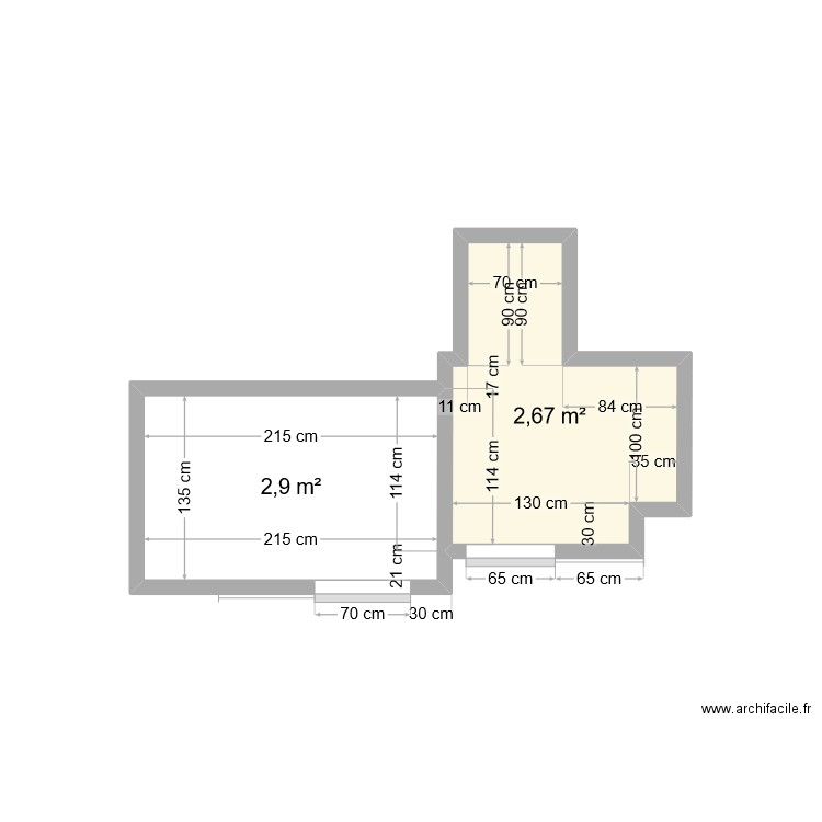 salle de bain + wc / A. Plan de 2 pièces et 6 m2