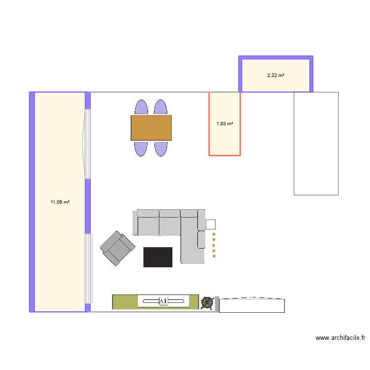 appt motel. Plan de 3 pièces et 15 m2