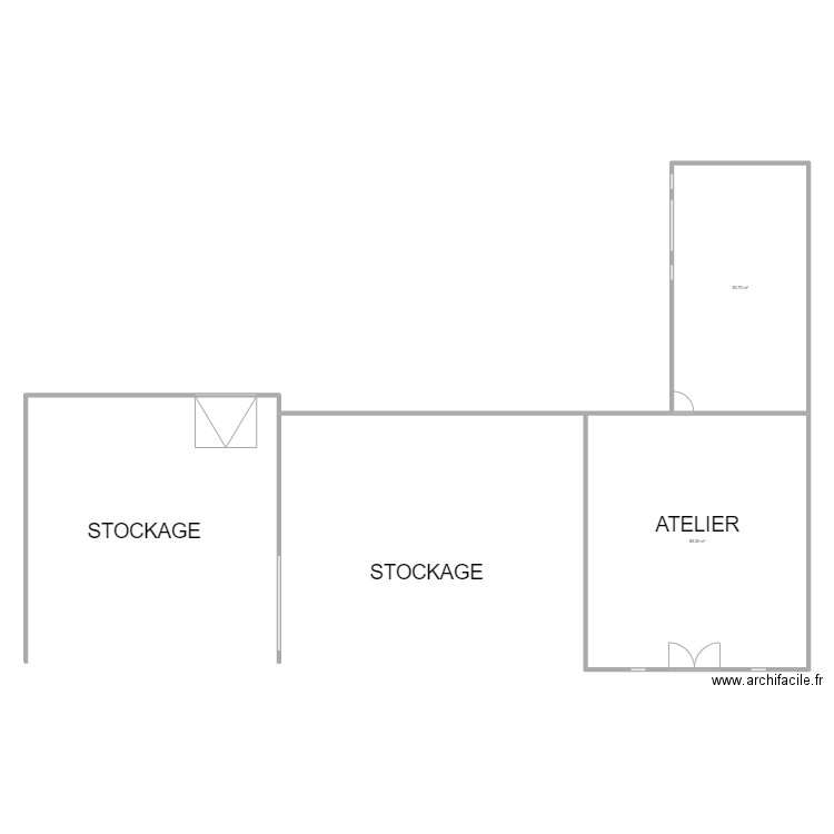 PLAN VIDE Grange RDC. Plan de 3 pièces et 221 m2