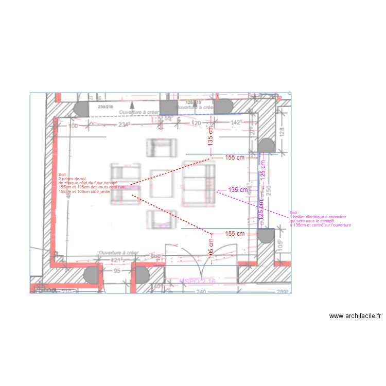 Salon - Prises de sol. Plan de 0 pièce et 0 m2