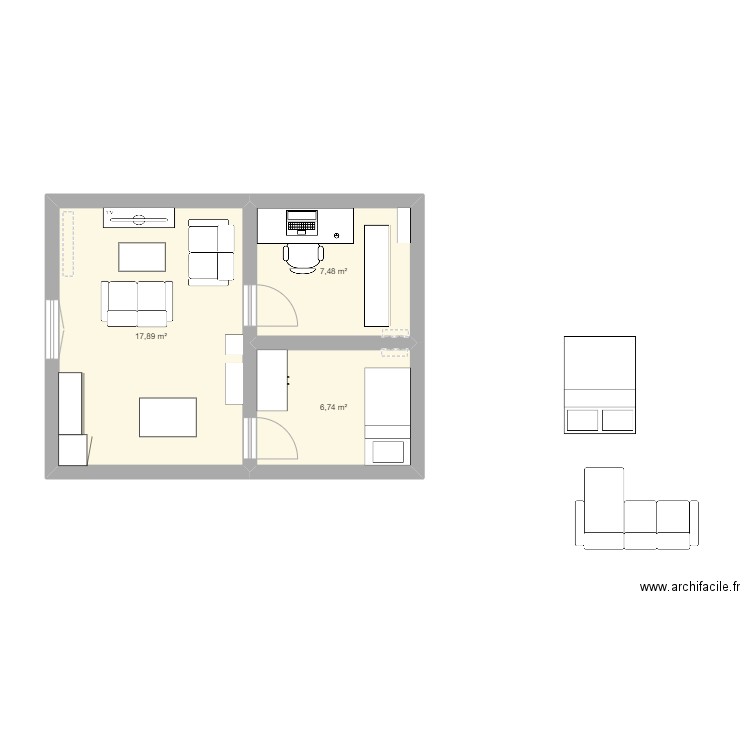 niort. Plan de 3 pièces et 32 m2