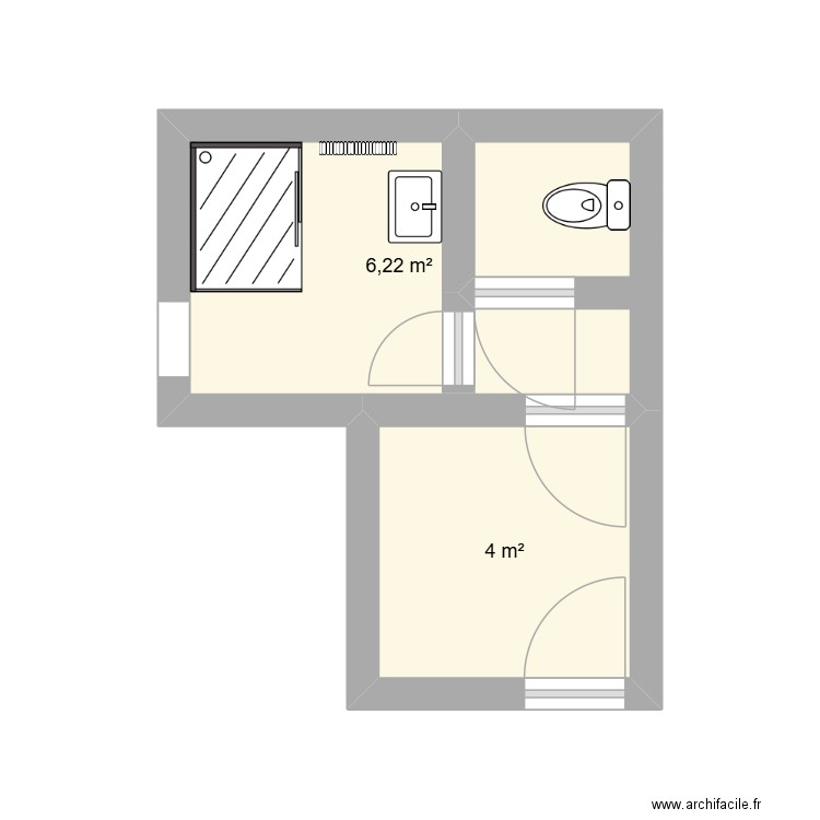 SALLE DE DOUCHE. Plan de 2 pièces et 10 m2