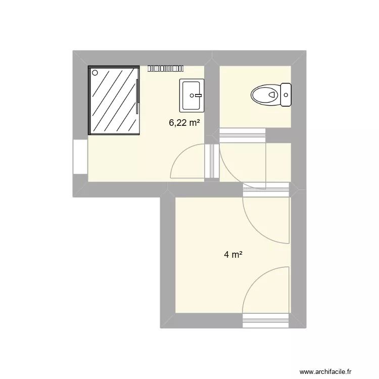 SALLE DE DOUCHE. Plan de 2  et 10 m²