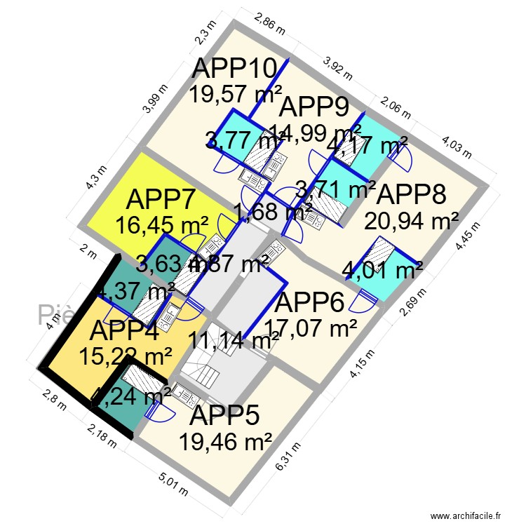 Dominos. Plan de 32 pièces et 363 m2