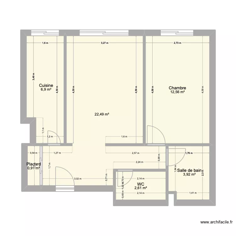 alfred musset modif 01. Plan de 6 pièces et 49 m²