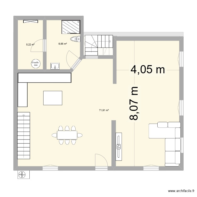 Etage modifié Grandvillard. Plan de 8 pièces et 164 m2