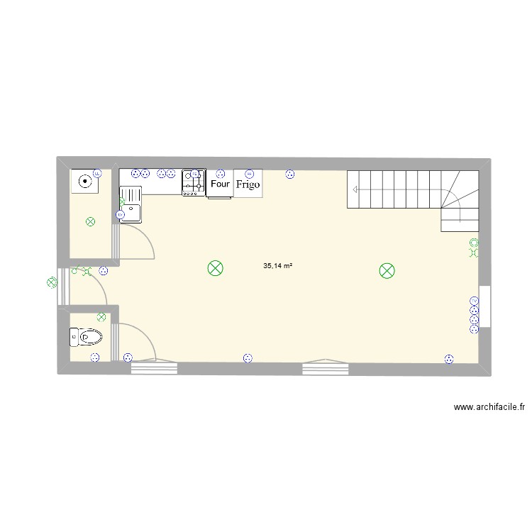 fabrice. Plan de 2 pièces et 35 m2