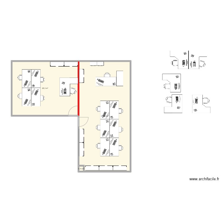 comptabilité. Plan de 3 pièces et 68 m2