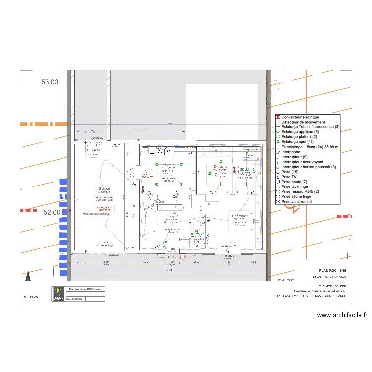 Plan électrique RDC Leclerc. Plan de 0 pièce et 0 m2
