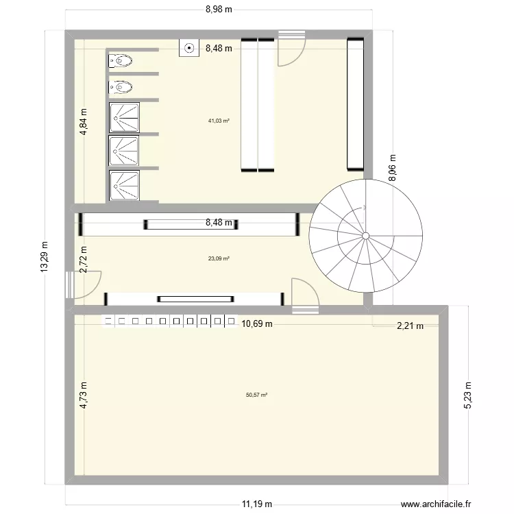 labo ude. Plan de 3  et 115 m²