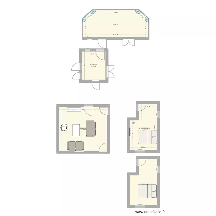 Isigny. Plan de 5 Pièces et 74 m² Isigny. Plan de 5 Pièces et 74 m²