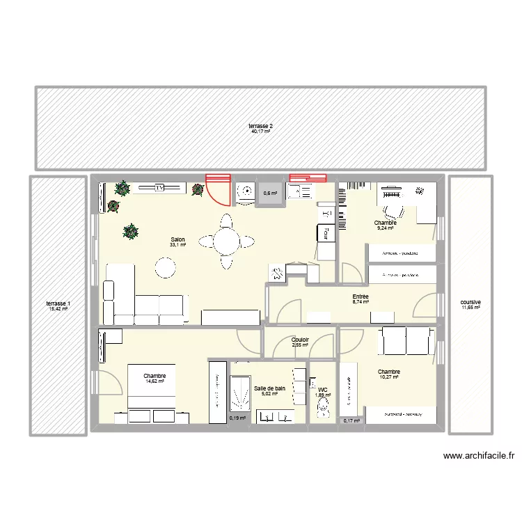 TOURNEFEUILLE 4P 85M2. Plan de 14 pièces et 154 m² TOURNEFEUILLE 4P 85M2. Plan de 14 pièces et 154 m²