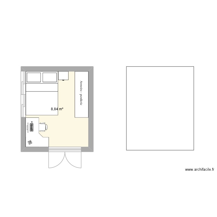 Antsahakely. Plan de 1 pièce et 9 m2