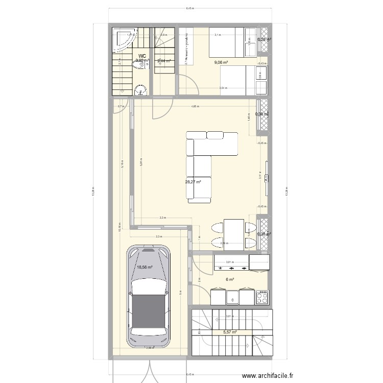 RDC LIMETE Meublé. Plan de 10 pièces et 75 m2