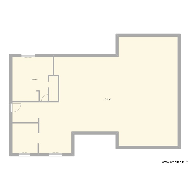owen. Plan de 2 pièces et 132 m2