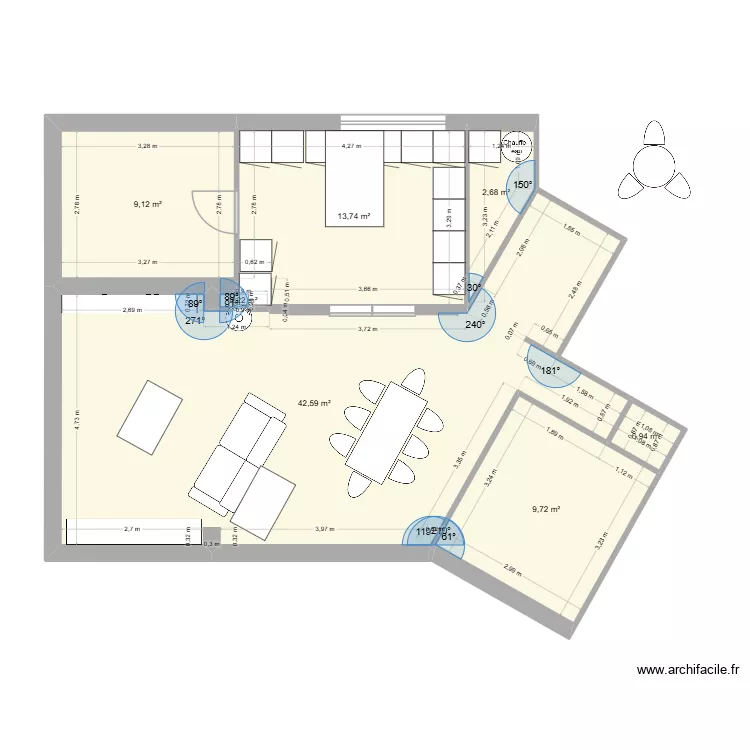 Maison Grisolles - A05. Plan de 7  et 79 m²