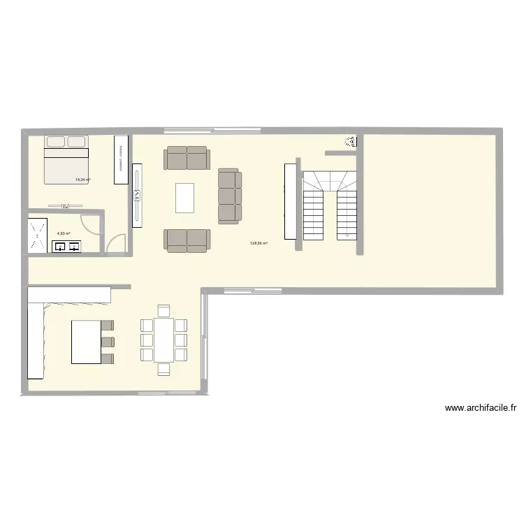 Rom. Plan de 3 Pièces et 148 m²