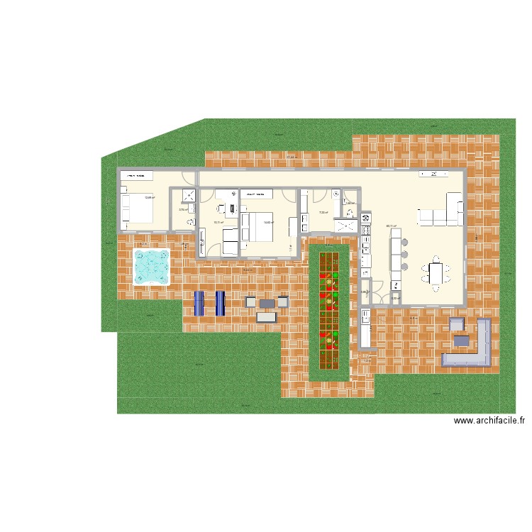 Plan004. Plan de 9 pièces et 111 m2