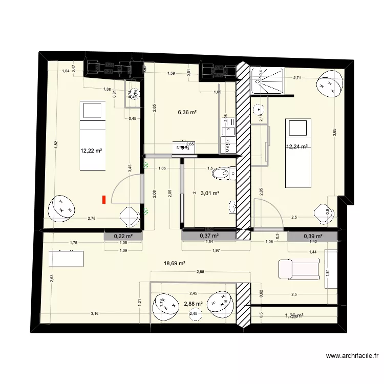 Neuilly saint front. Plan de 13  et 59 m²