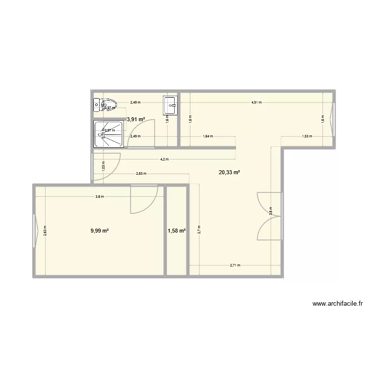 villa 9. Plan de 4  et 36 m²