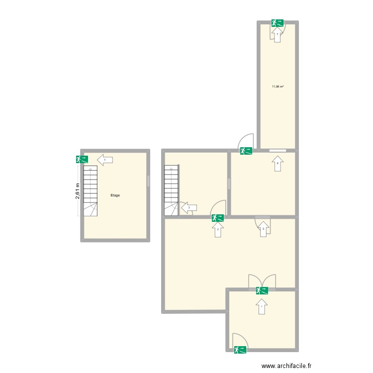 Plan evac. Plan de 6 pièces et 87 m2