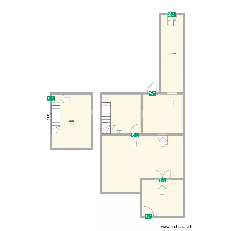Plan evac. Plan de 6 pièces et 87 m² Plan evac. Plan de 6 pièces et 87 m²