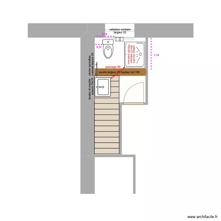 amenagement salle d eau rdc les bougets v1. Plan de 
