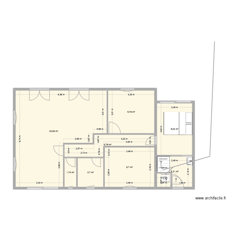 bonzon tyrosse. Plan de 8 pièces et 78 m2