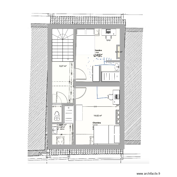 St Gilles chee woo - Combles 4ieme. Plan de 5 pièces et 42 m2