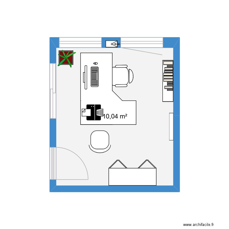 Mon bureau. Plan de 1 pièce et 10 m2