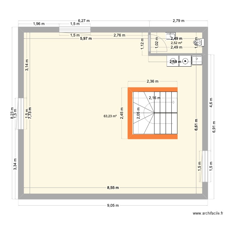 cave Maison2 hésingue. Plan de 2 pièces et 66 m2