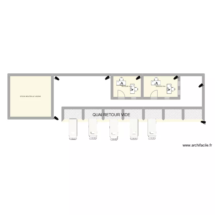 VIDE + RH. Plan de 10  et 56 m²