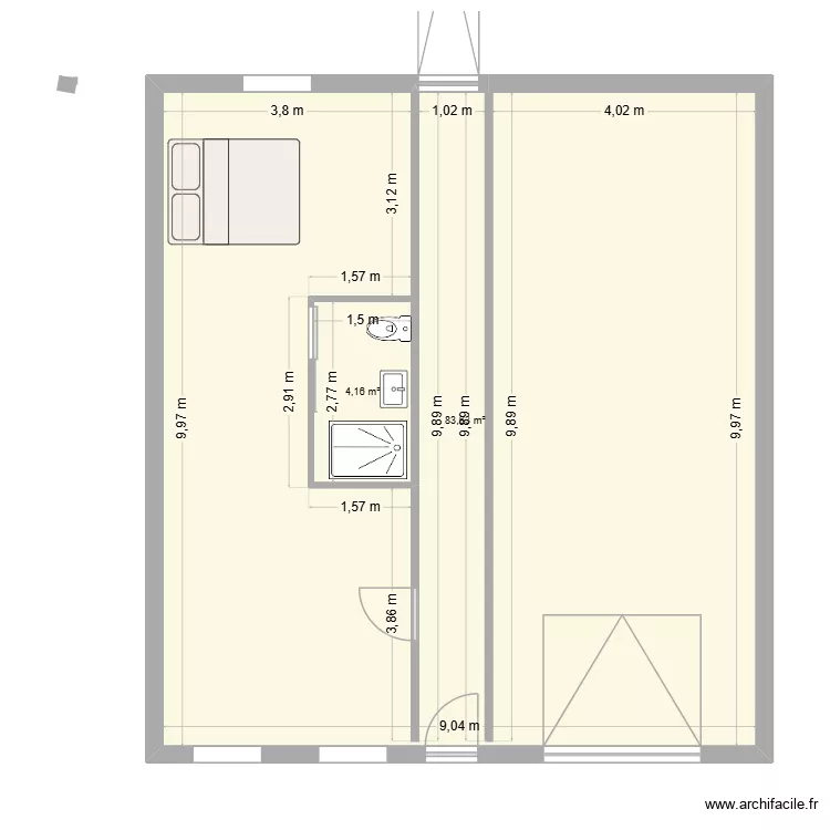 MARIUS CARTIER. Plan de 2 Pièces et 88 m²