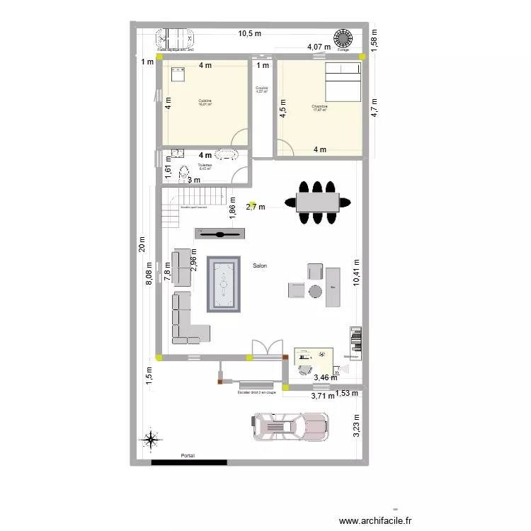Plan Ella. Plan de 4 pièces et 45 m²