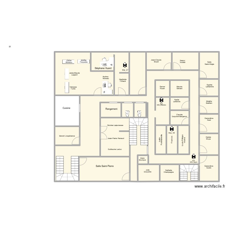 Plan 2e etage - Hotel de ville. Plan de 28 pièces et 252 m2