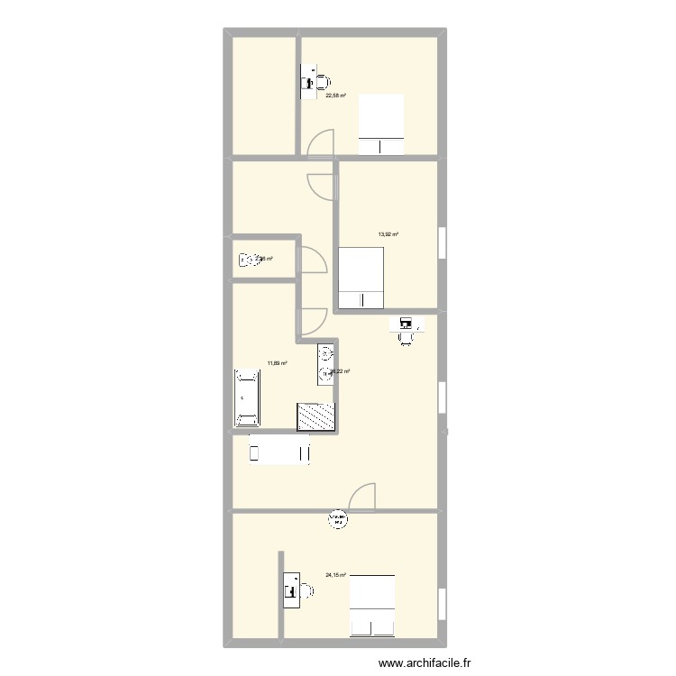 etage act. Plan de 0 pièce et 0 m2