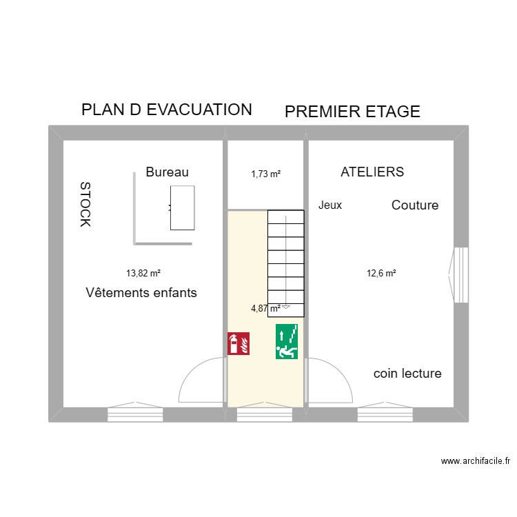 87 AIXE SUR VIENNE (1er étage). Plan de 4 pièces et 33 m2