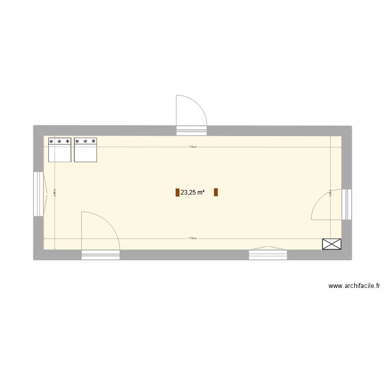 Atelier. Plan de 1 pièce et 23 m2