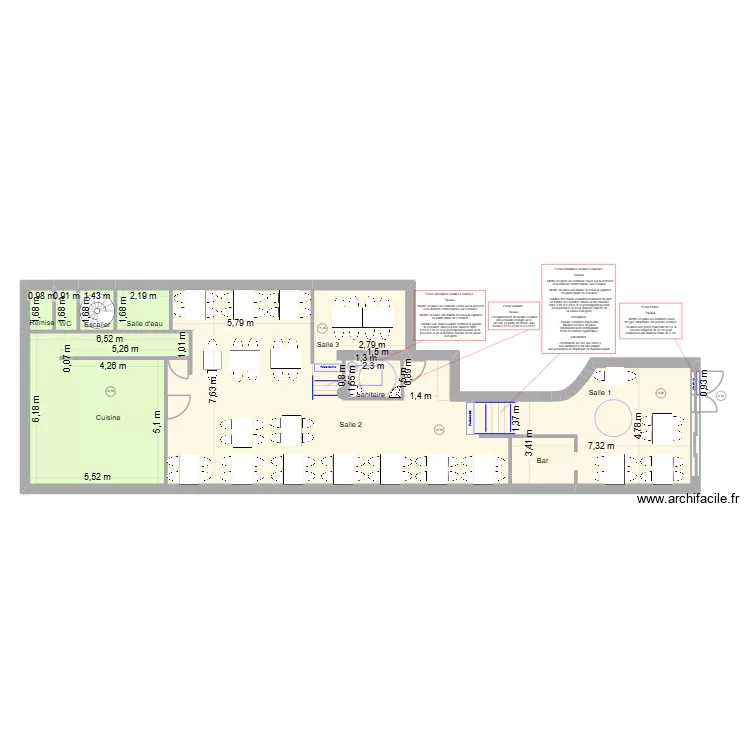 LE BOUILLON SABLAIS AP TRAVAUX. Plan de 7  et 166 m²