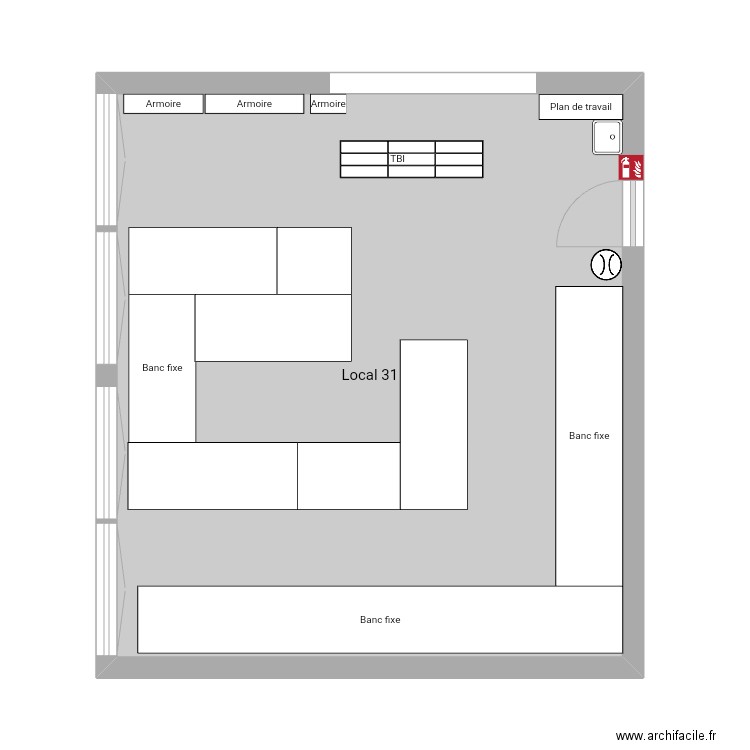 Local 31. Plan de 1 pièce et 42 m2