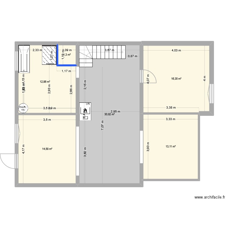 plan n2. Plan de 6 pièces et 89 m2
