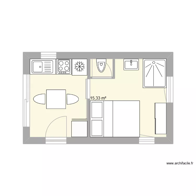 STUDIO 1. Plan de 1 et 15 m² STUDIO 1. Plan de 1 et 15 m²