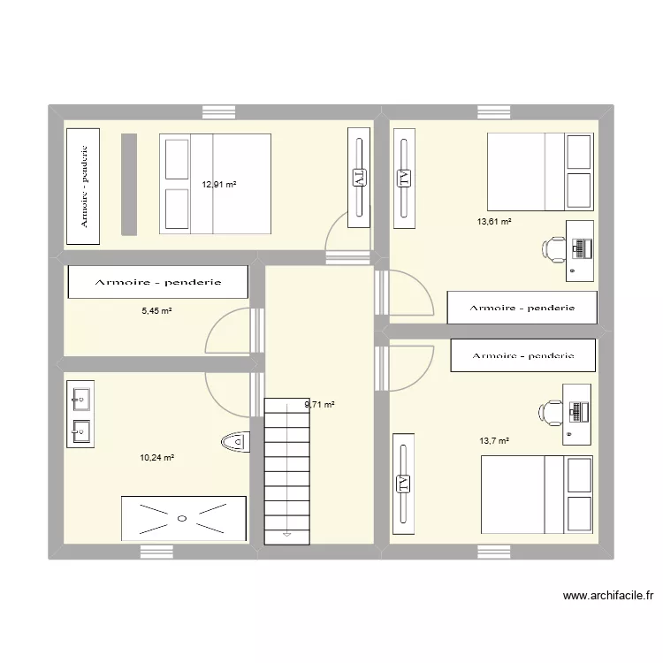 Projet neuf &eacute;tage. Plan de 6  et 66 m²