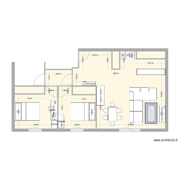 Plan1. Plan de 8 pièces et 56 m2