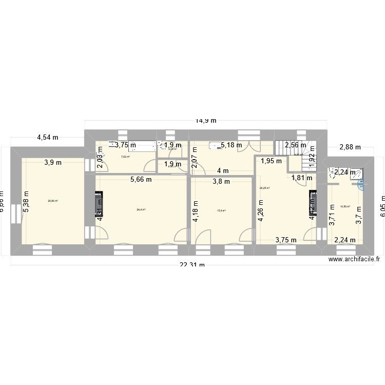 bethonvillier. Plan de 9 pièces et 115 m2