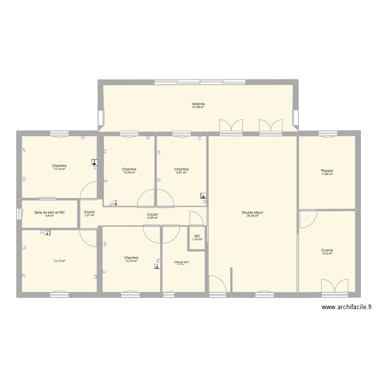 MAISON ASNIERES. Plan de 14 pièces et 159 m2
