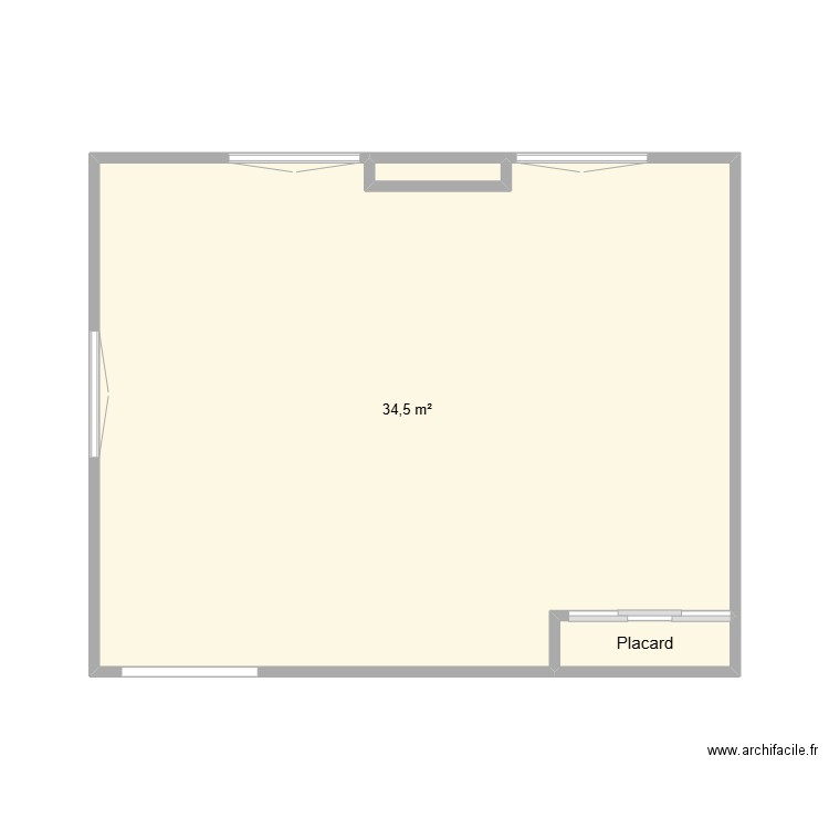 salon. Plan de 3 pièces et 36 m2