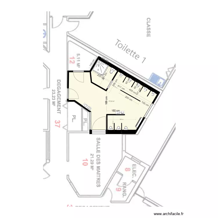 Meynard toilette1 8WC. Plan de 